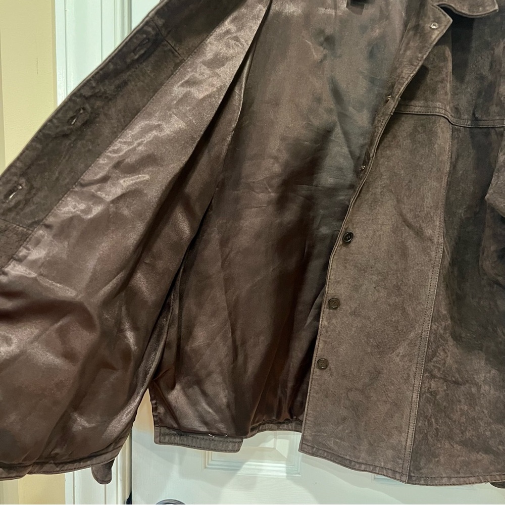 Vintage Suede Leather Brown Jacket 70s Disco Western Southwestern - Picture 2 of 4
